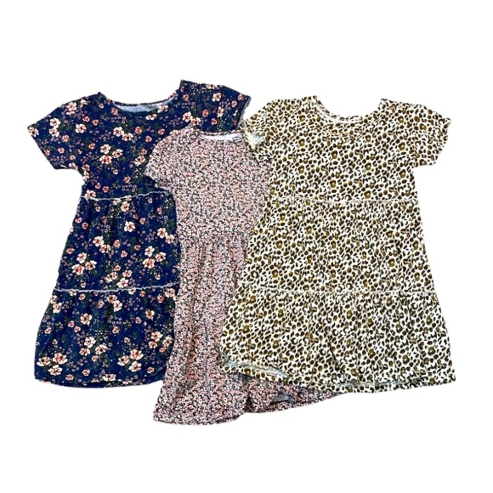 Lot of 3 Old Navy Short Sleeve Flare Dresses Leopard Floral Size M (8)